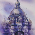 'Victoria Memorial 2' cityscape watercolor painting by artist Ajoy Bhowmick, 14x11 inch, on paper