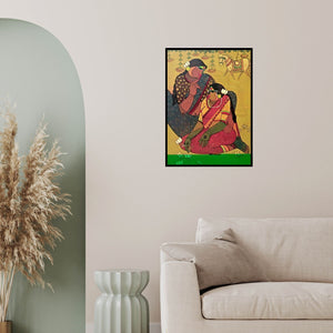 In-situ view of Priyanka Chivte's 'Vidaai (A Bond of Love)' painting in a room