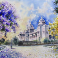 Vidhana Soudhain Spring' landscape watercolor painting by artist Lasya Upadhyaya, 15x22 inch, on paper