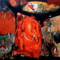 Religious acrylic painting titled 'Vighnakarta', 24x24 inches, by artist Vishal Phasale on Canvas
