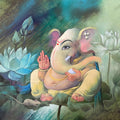 Vighnaraja' religious oil painting by artist Namdev M Patil, 34x42 inch, on canvas