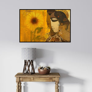 In-situ view of Siddharth Shingade's 'Village 15' painting in a room