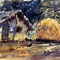 Village 4' landscape watercolor painting by artist Amol Dubhele, 12x14 inch, on paper