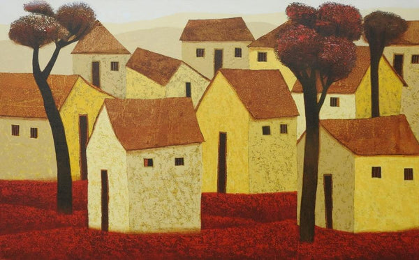 Village 75 Painting by Nagesh Ghodke | ArtZolo.com