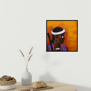 In-situ view of Gajraj Chavan's 'Village Boy (Tribal Profile)' painting in a room