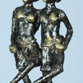 Figurative sculpture titled 'Village Dance', 13x7x6 inches, by artist Kishor Sharma on Bronze