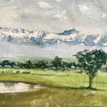 Landscape watercolor painting titled 'Village from Himalaya', 14x20 inches, by artist KS Farvez on Paper