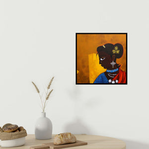 In-situ view of Gajraj Chavan's 'Village Girl' painting in a room