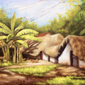 Village House' landscape oil painting by artist Sriram Chinnadurai, 30x40 inch, on canvas