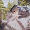 Landscape watercolor painting titled 'Village hut in Odisha', 16x12 inches, by artist Mrutyunjaya Dash on paper