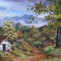 Village Hut' landscape watercolor painting by artist Manohar Raja, 12x17 inch, on paper