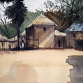 Cityscape watercolor painting titled 'Village In Bengal', 8x11 inches, by artist Arunava Ray on Paper