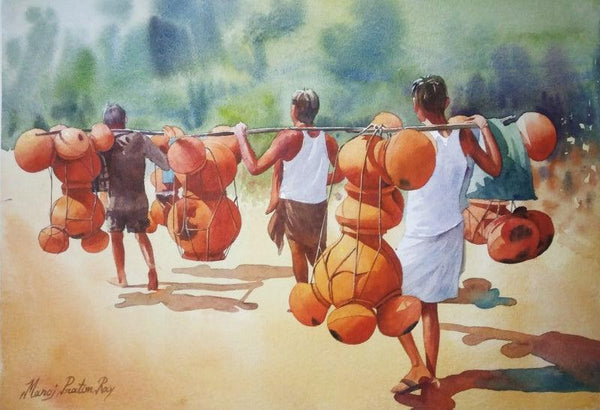Village Life by Manoj Pratim Ray | ArtZolo.com