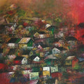 Abstract acrylic painting titled 'Village Of My Dreams 11', 48x24 inches, by artist M Singh on Canvas
