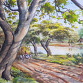 Village Road' landscape watercolor painting by artist Manohar Raja, 12x17 inch, on paper