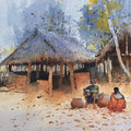 Landscape watercolor painting titled 'Village Series 7', 14x22 inches, by artist Bijay Biswaal on Paper