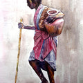 Figurative watercolor painting titled 'Village Women', 15x11 inches, by artist SRV ARTIST on Handmade Paper