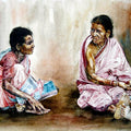 Figurative watercolor painting titled 'Village Womens', 22x15 inches, by artist SRV ARTIST on Handmade Paper