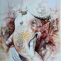 'Vinayaka' religious watercolor painting by artist Sudhir Meher, 30x22 inch, on paper