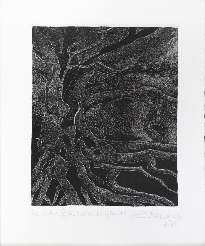 Vines Of The Earth' nature etching printmaking by artist Ankit Kushwaha, 8x6 inch, on paper