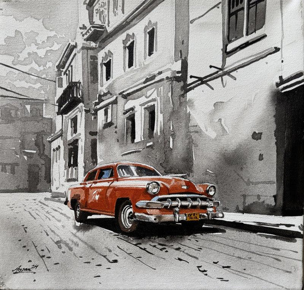 Vintage Car In Calcutta painting by Arpan Bhowmik