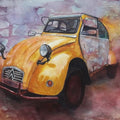 Transportation watercolor painting titled 'Vintage Series 11', 12x15 inches, by artist Kanchan Hande on Paper