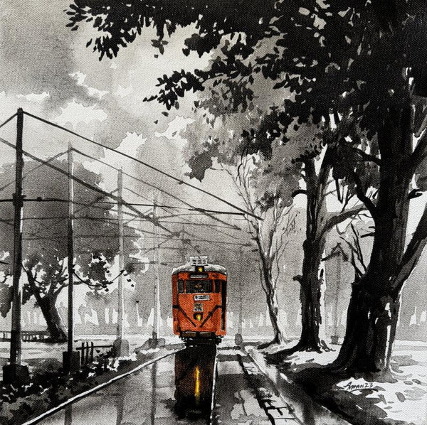 Vintage Tram Of Old Calcutta painting by Arpan Bhowmik