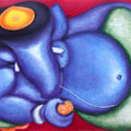 Violet Ganesha' religious acrylic painting by artist Tuhin Rakshit, 15x22 inch, on acid free paper