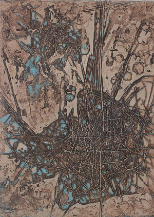 Viscosity 3 (Interwoven Hues) by Murali Chinnasami, Original Acrylic Abstract Painting on Wood, Small Vertical Wall Art