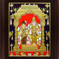 Religious tanjore traditional art titled 'Vishnu Andal Tanjore Painting', 24x18 inches, by artist Myangadi Tanjore on Plywood