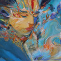 Vishnu In The Eternal Yogic Slumber' religious acrylic painting by artist Ramesh Nanware, 24x36 inch, on canvas