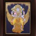 Religious tanjore traditional art titled 'Vishnu Karudan Tanjore Painting', 24x18 inches, by artist Myangadi Tanjore on Plywood