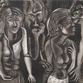 Figurative printmaking titled 'Visual Dialogue 1', 9x12 inches, by artist Sushanta Guha on Paper