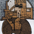 Visual Interaction With Geographical' contemporary mixed-media painting by artist Anirban Dhar, 7x5 inch, on paper