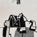 Visual Interaction With A Geographical' contemporary pen-ink painting by artist Anirban Dhar, 7x5 inch, on paper