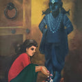 Religious acrylic painting titled 'Vitthal Darshan', 37x25 inches, by artist Anil Mahajan on Canvas