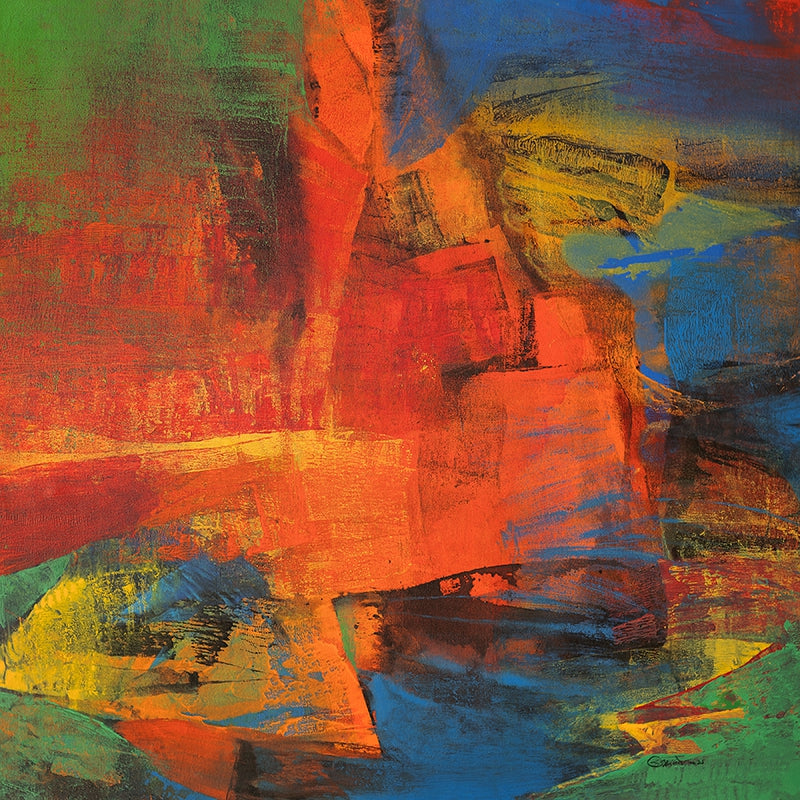 Vivid Visions' abstract acrylic painting by artist Siddhesh Rane, 30x30 inch, on canvas