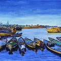 Seascape gouache painting titled 'Vizag harbour', 15x23 inches, by artist Shiva Prasad Reddy on canson paper