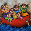 Voyage Of Dreams' figurative acrylic painting by artist Sharmi Dey, 36x48 inch, on canvas