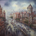 Cityscape watercolor painting titled 'Vt Station In Mumbai 2', 23x30 inches, by artist SHUBHASHIS MANDAL on Handmade paper