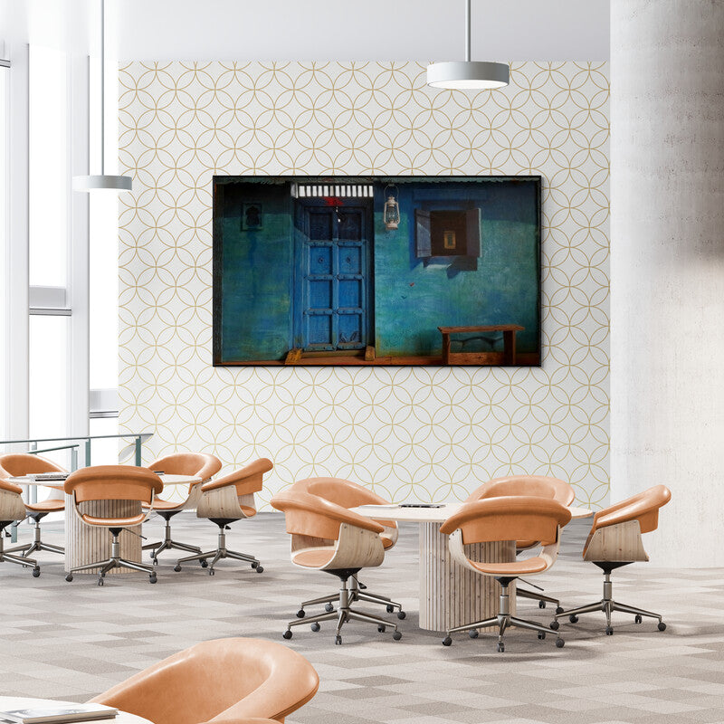 Preview of 'Wada (Rustic Charm)' Painting by Gopal Pardeshi shown on a wall in a furnished room.