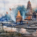 Religious watercolor painting titled 'Wai', 15x11 inches, by artist Jitendra Divte on Paper