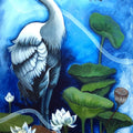 Waiting' animals acrylic painting by artist Shyamali Paul, 40x20 inch, on canvas