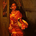 Figurative oil painting titled 'Waiting at the Door', 24x18 inches, by artist S  Elayaraja on Canvas