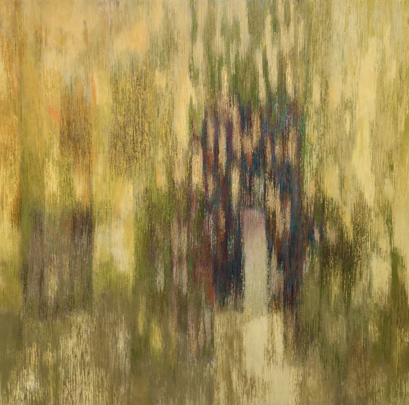 A Walk In The Woods 4' abstract oil painting by artist Gayatri Deshpande, 48x48 inch, on canvas