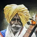 Portrait acrylic painting titled 'Warkari', 24x30 inches, by artist Prasad Karambat on Canvas Board