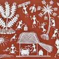 Lifestyle warli traditional art titled 'Warli Art 16', 7x9 inches, by artist Nikita Mundekar on Cloth