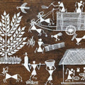 Lifestyle warli traditional art titled 'Warli Art 18', 7x10 inches, by artist Nikita Mundekar on Cloth