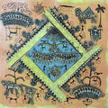 Folk Art tribal painting titled 'Warli Art 2', 12x12 inches, by artist Pradeep Swain on Canvas