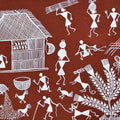 Lifestyle warli traditional art titled 'Warli Art 21', 7x10 inches, by artist Nikita Mundekar on Cloth